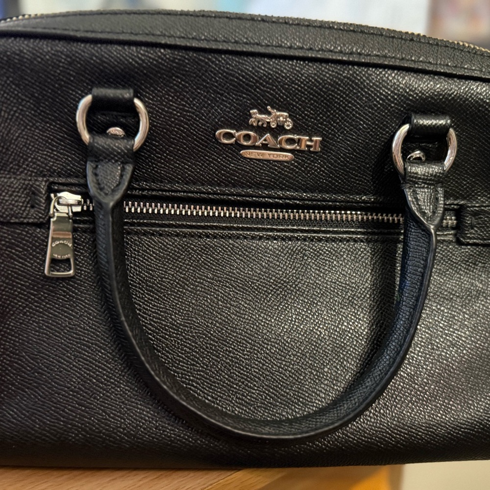 Coach Black Leather Bag with Gold Accents